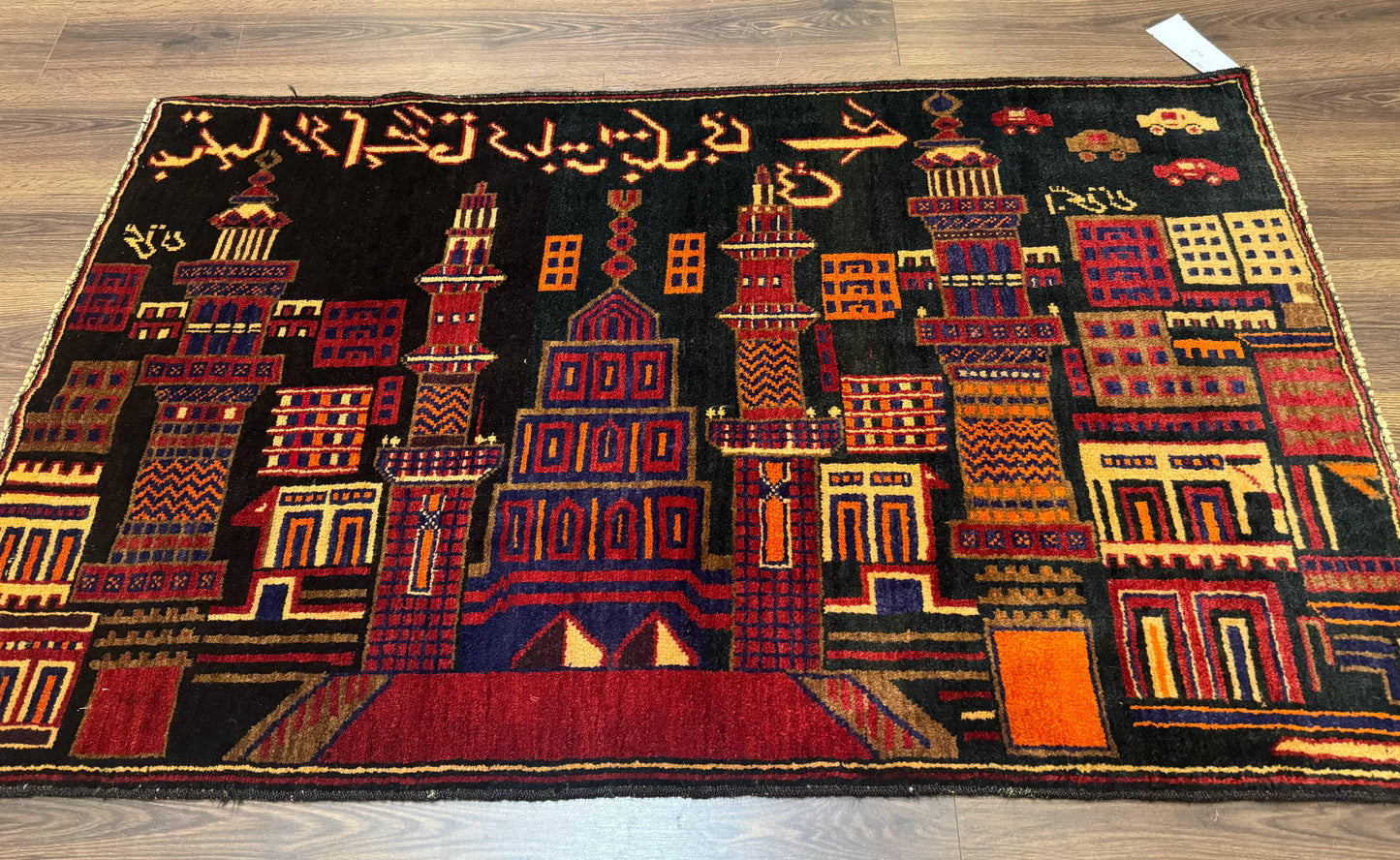 Balouch Rug 3x5, City Pictorial, Afghan Rug - Nuvé