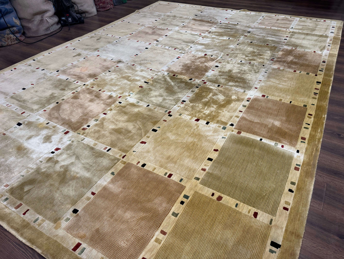 Large Wool Rug 10x13, Panel Design, Modern Contemporary Carpet - Nuvé