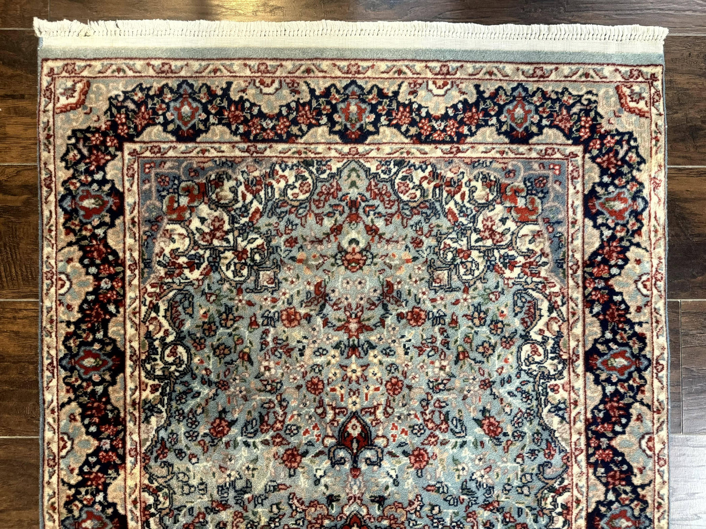 Indo Persian Kerman Rug 3x5, Light Blue, Floral Medallion - Nuvé