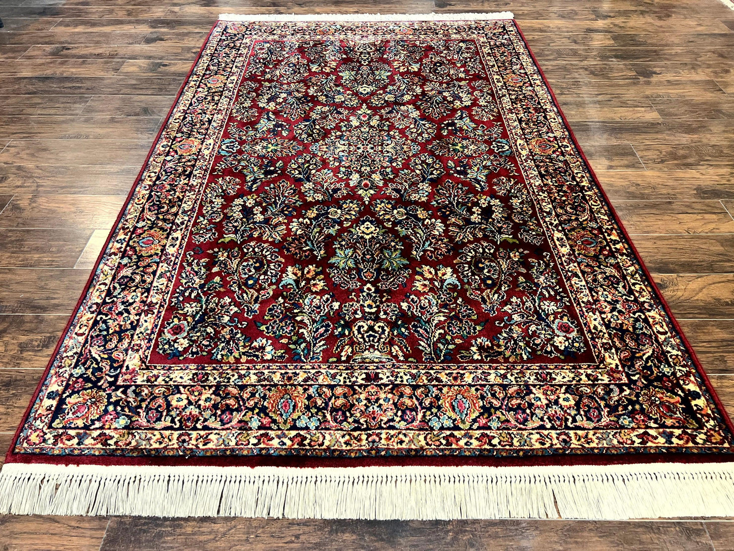 Karastan Rug 5.9 x 9 Red Sarouk Rug #785, Karastan Wool Rug, Karastan Carpet, Original 700 Series Vintage Karastan Oriental Rug Discontinued - Nuvé
