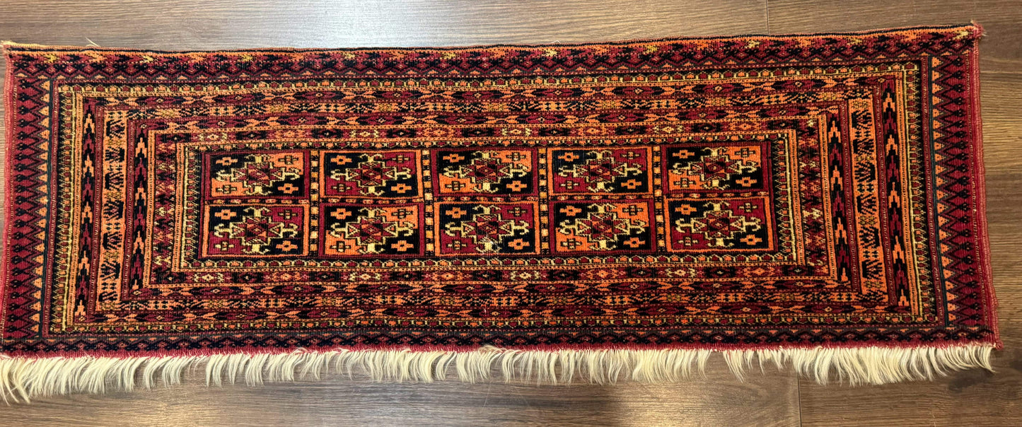 Antique Persian Turkoman Mafresh Rug 1x4, Wool, Tribal Collectible - Nuvé