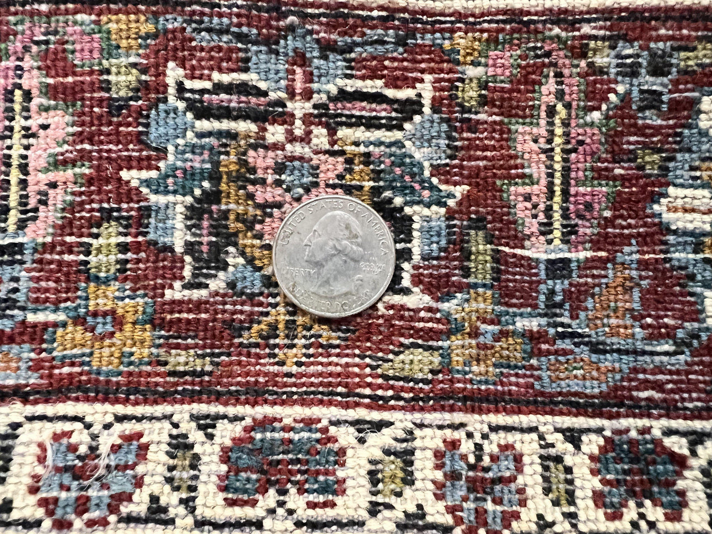Indo Persian Prayer Rug 3x5, Fine Oriental Carpet, Dark Blue and Red, Vintage Hand Knotted Handmade Prayer Rug - Nuvé