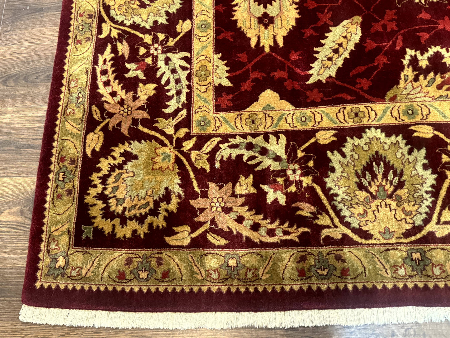 Indo Mahal Rug 9x12, Allover Pattern, Dark Red, Traditional Wool Area Rug - Nuvé