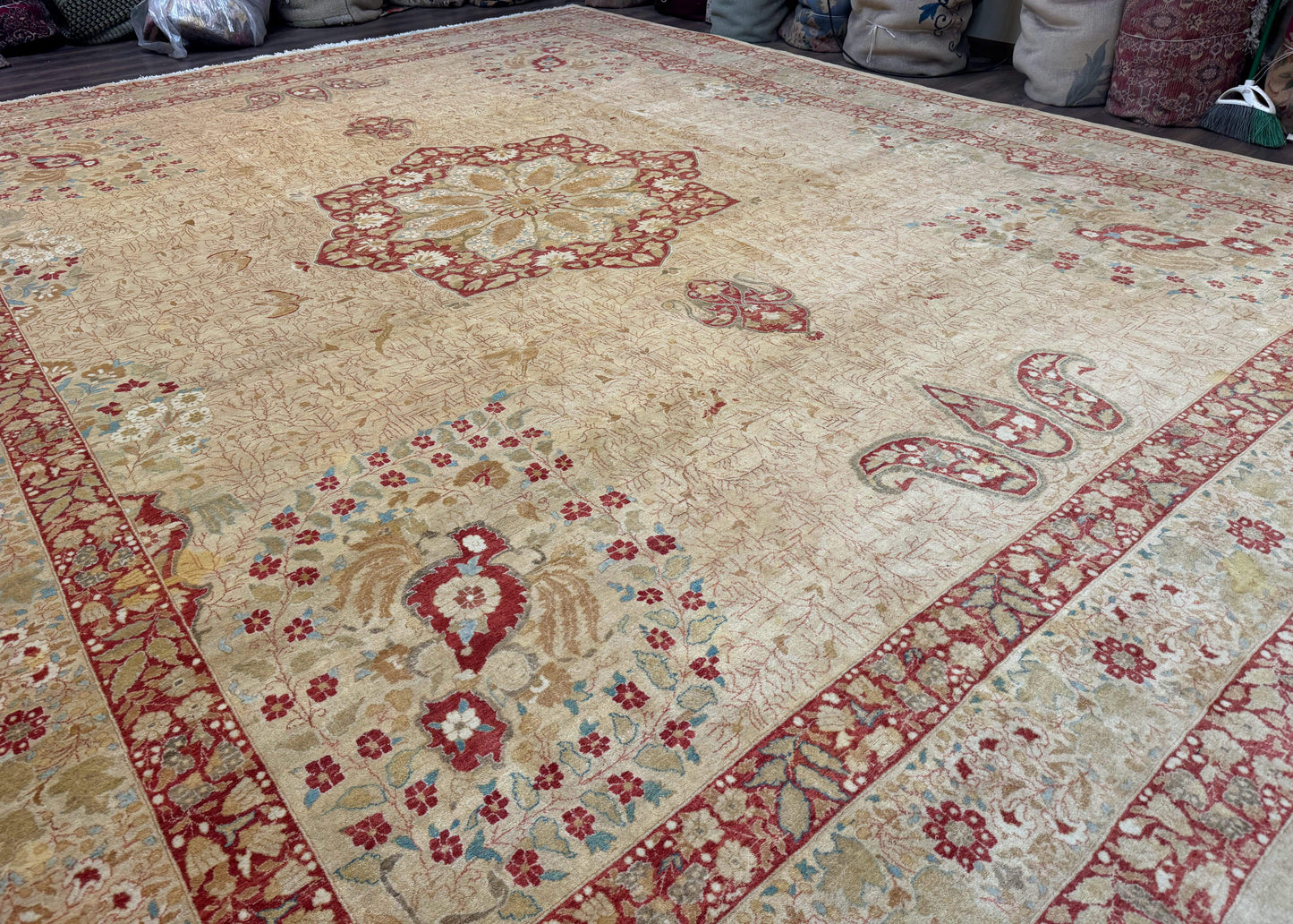 Palace Size Pak Persian Rug 13x17, Haji Jalili Design, Beige and Rust, Wool Hand Knotted, Fine 260 KPSI - Nuvé