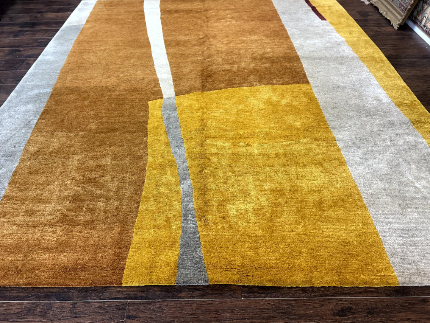 Modern Tibetan Rug 9x10, Wool Handmade Tibetan Area Rug, Abstract Multicolor - Nuvé
