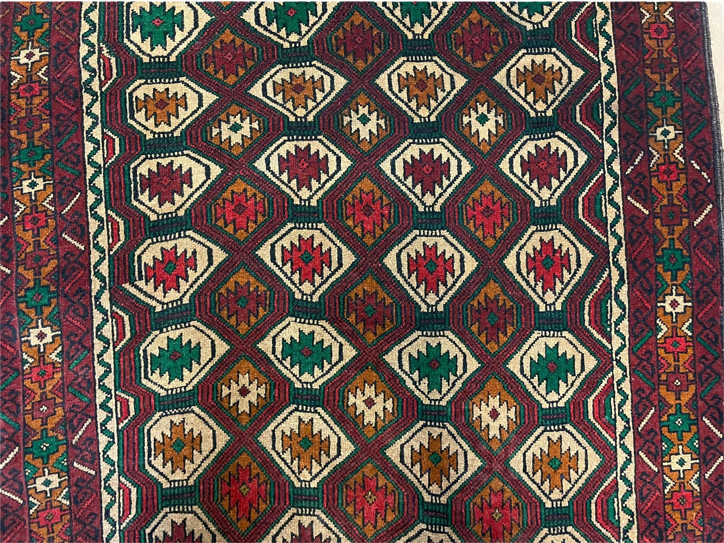 3x5 Vintage Handmade Wool Rug Tribal Turkoman Balouch Prayer Rug Organic Dyes - Nuvé