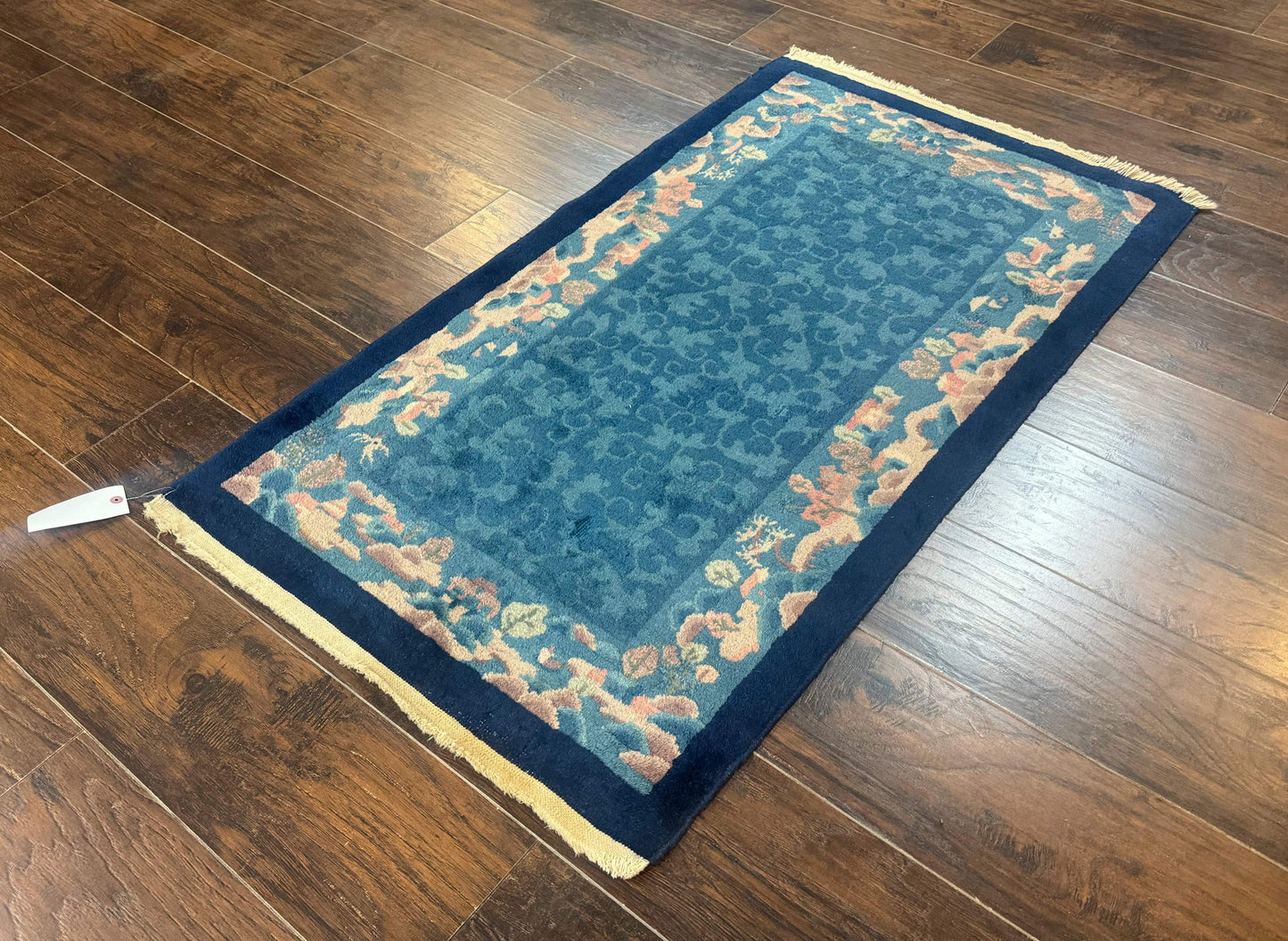 Blue Chinese Rug 2.6 x 4, Fete Rug, Peking Rug, Chinese Wool Rug, Art Deco Carpet - Nuvé