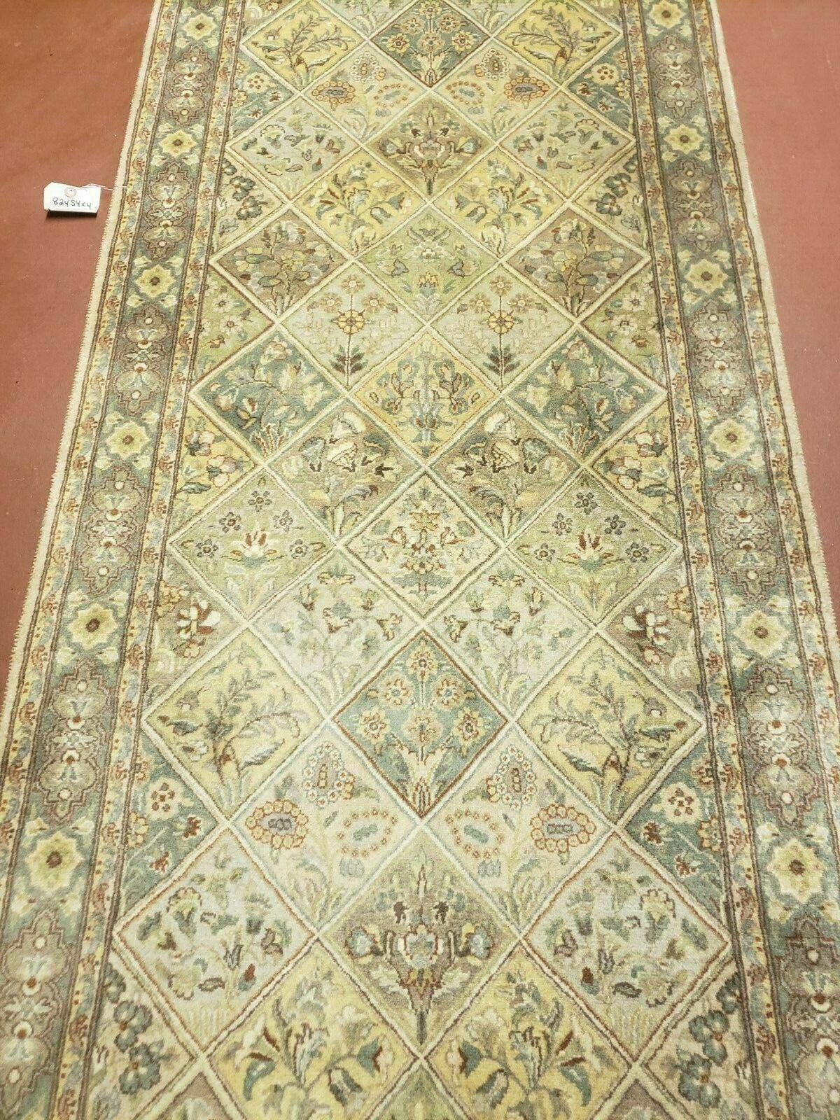 2' 7" X 9' Vintage Handmade India Floral Oriental Wool Runner Rug Hand Knotted - Nuvé