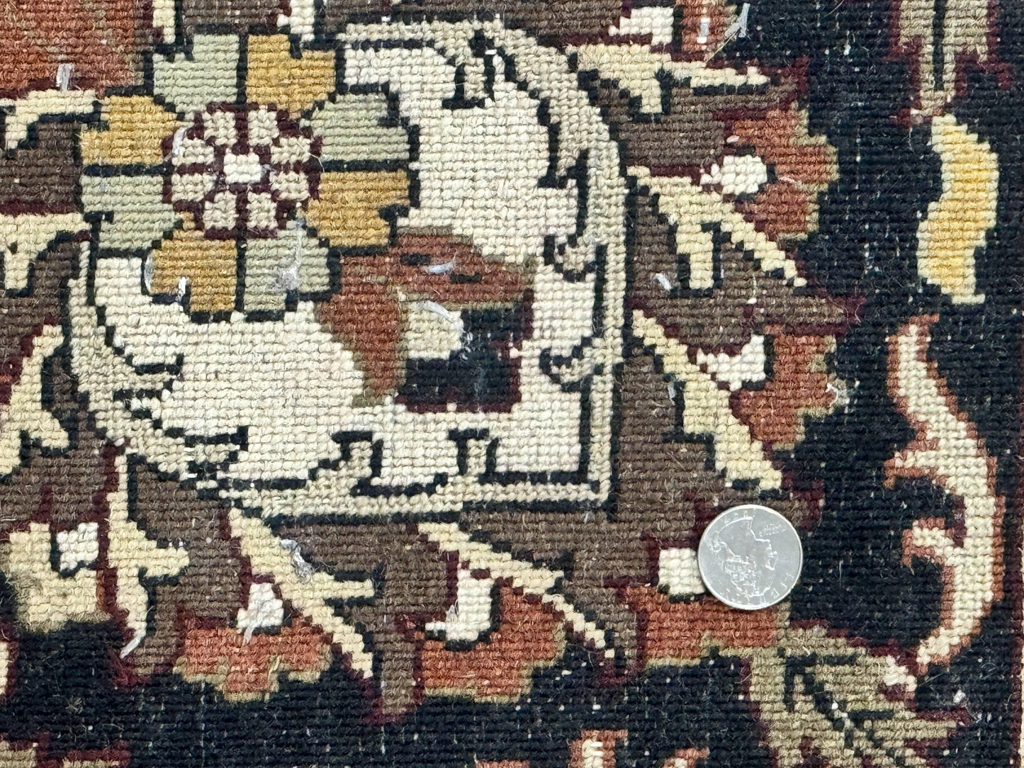 Indo Persian Rug 10x14, Floral Allover, Handmade Vintage Wool Rug, Dark Maroon/Plum and Black - Nuvé