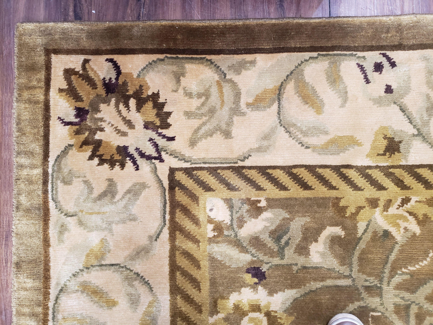 8x10 Rug - Plush Tibetan Rug - Green & Beige Floral Rug - Large Handmade Wool Rug - 250x300 Carpet - Nuvé