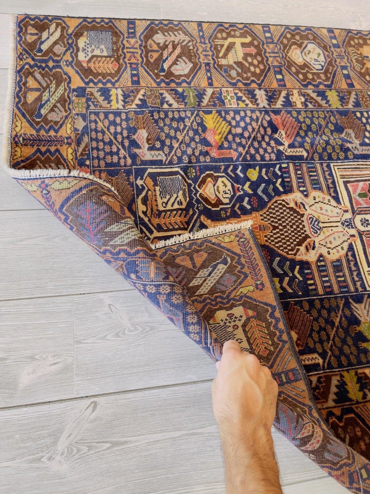 Afghani Vintage Pictorial Rug I Tribal Baluchi 4X7 Ft - Nuvé