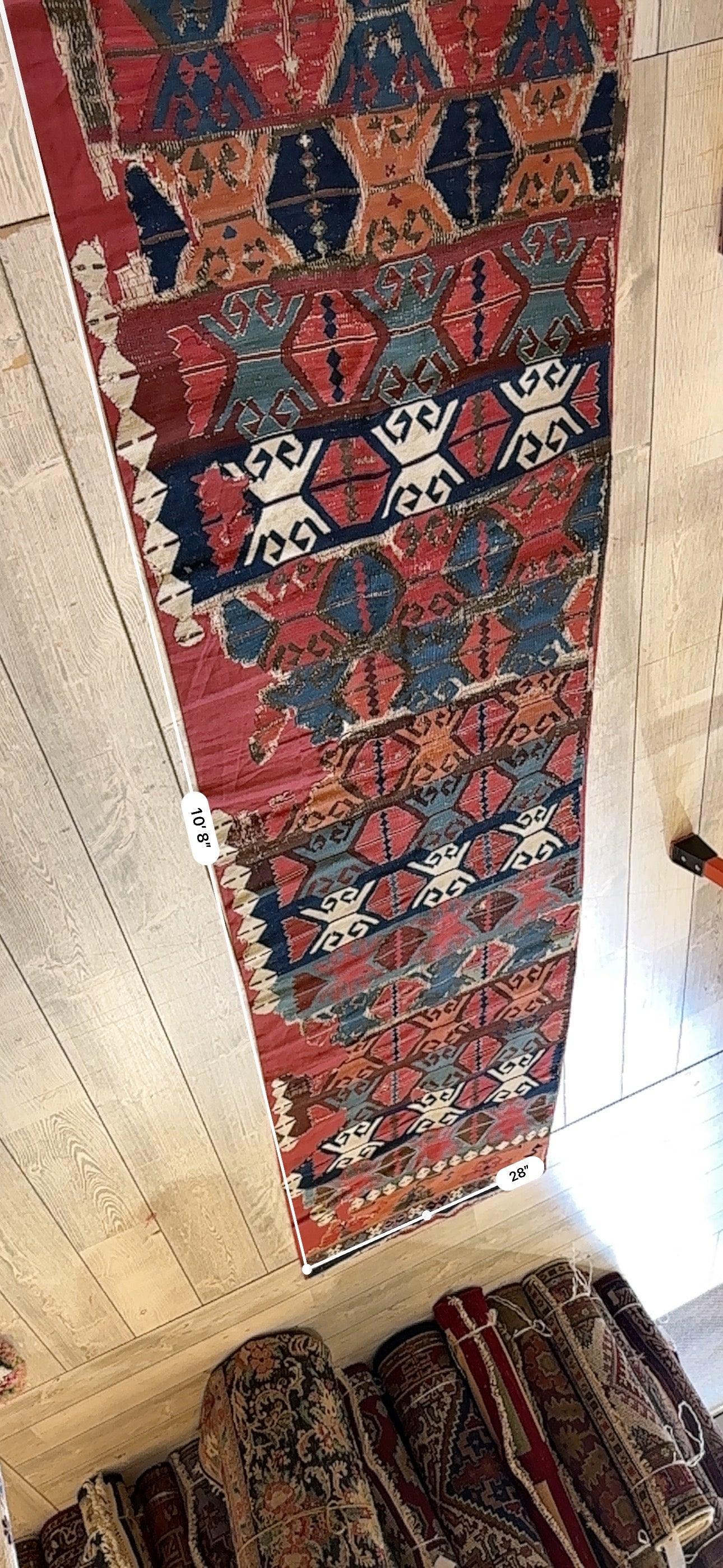 Antique Anatolian Long Kilim Fragment | 19th Century Hand-Woven Wool - Nuvé