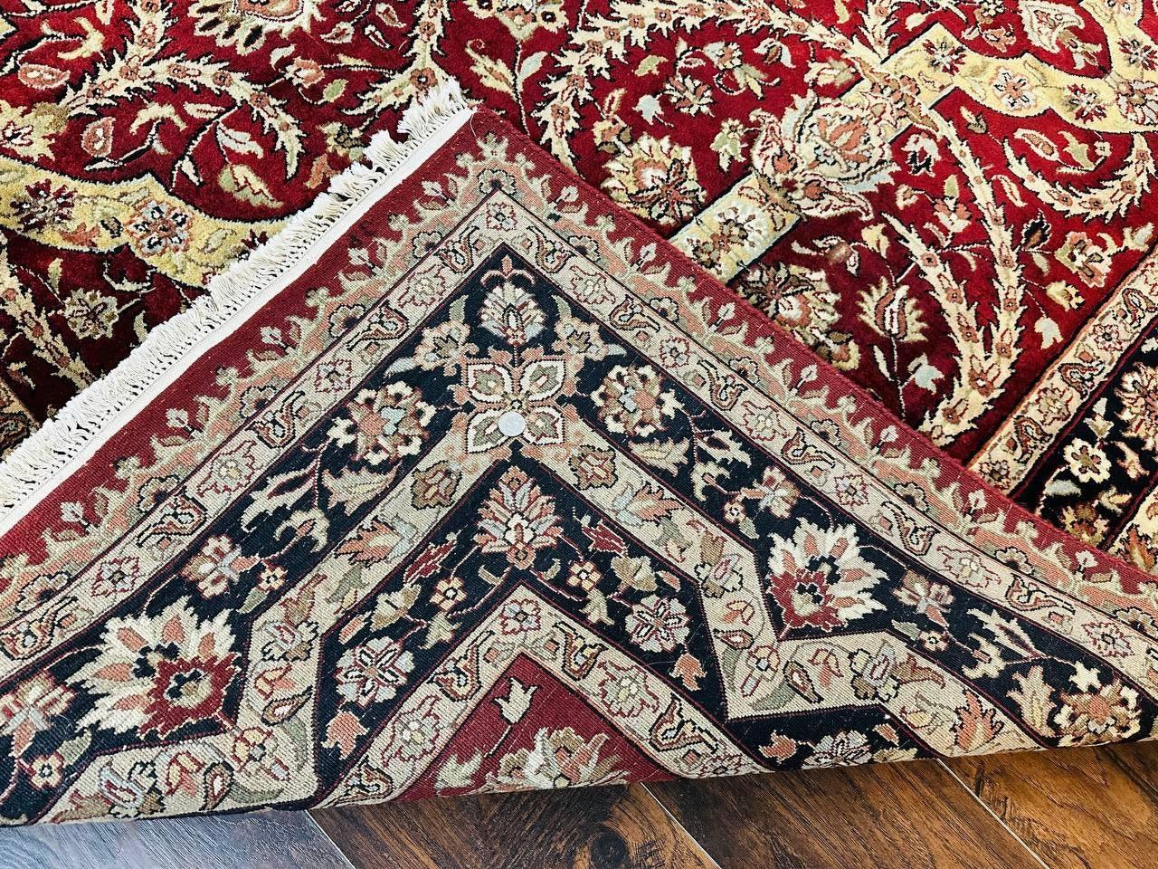 Indo Persian Rug 8x10, Red Vintage Wool Traditional Carpet, Floral, Handmade - Nuvé