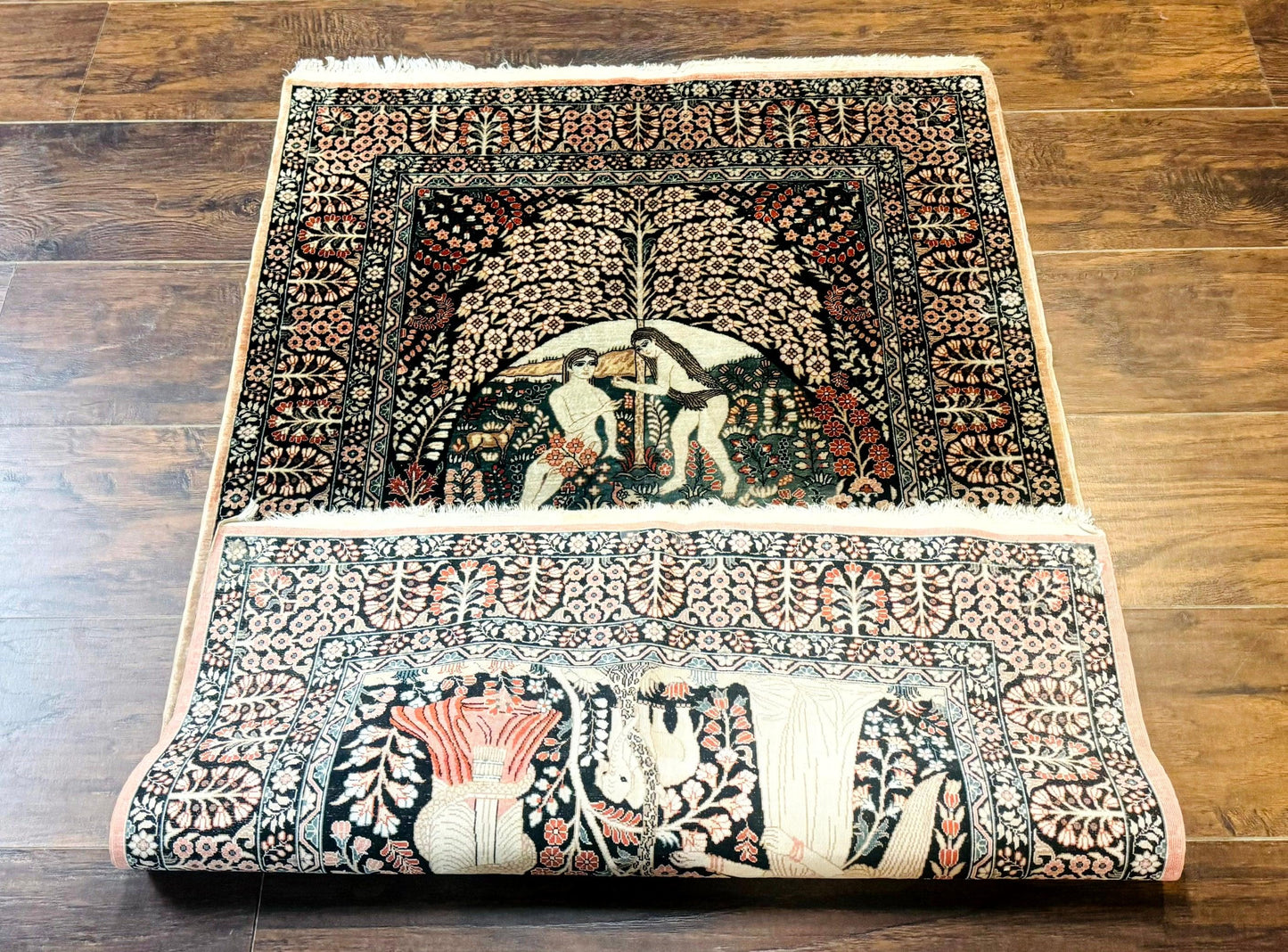 Stunning Sino Persian Pictorial Rug 2.7 x 4, Garden of Eden Adam & Eve Tree of Life Design, Extremely Fine 580 KPSI, Masterpiece - Nuvé
