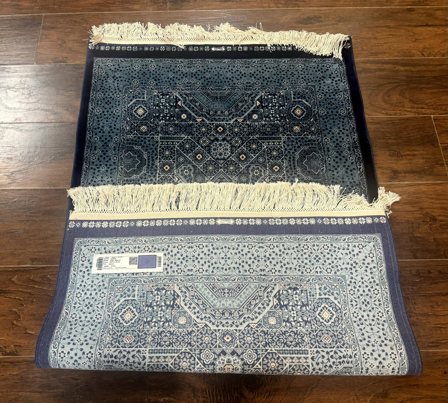 Blue Turkish Silk Hereke Rug 2.6 x 4, Mamluk Red, Blue, Bamboo Silk - Nuvé