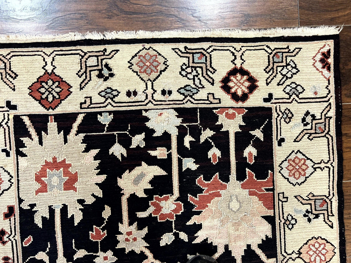 Turkish Flatweave Kilim Rug 3x5, Black, Handmade Vintage Wool Carpet - Nuvé