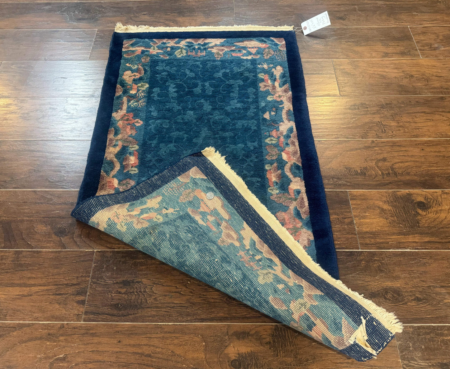 Blue Chinese Wool Rug 2.5 x 4, Peking Rug, Fete Rug, Semi Antique Chinese Carpet - Nuvé