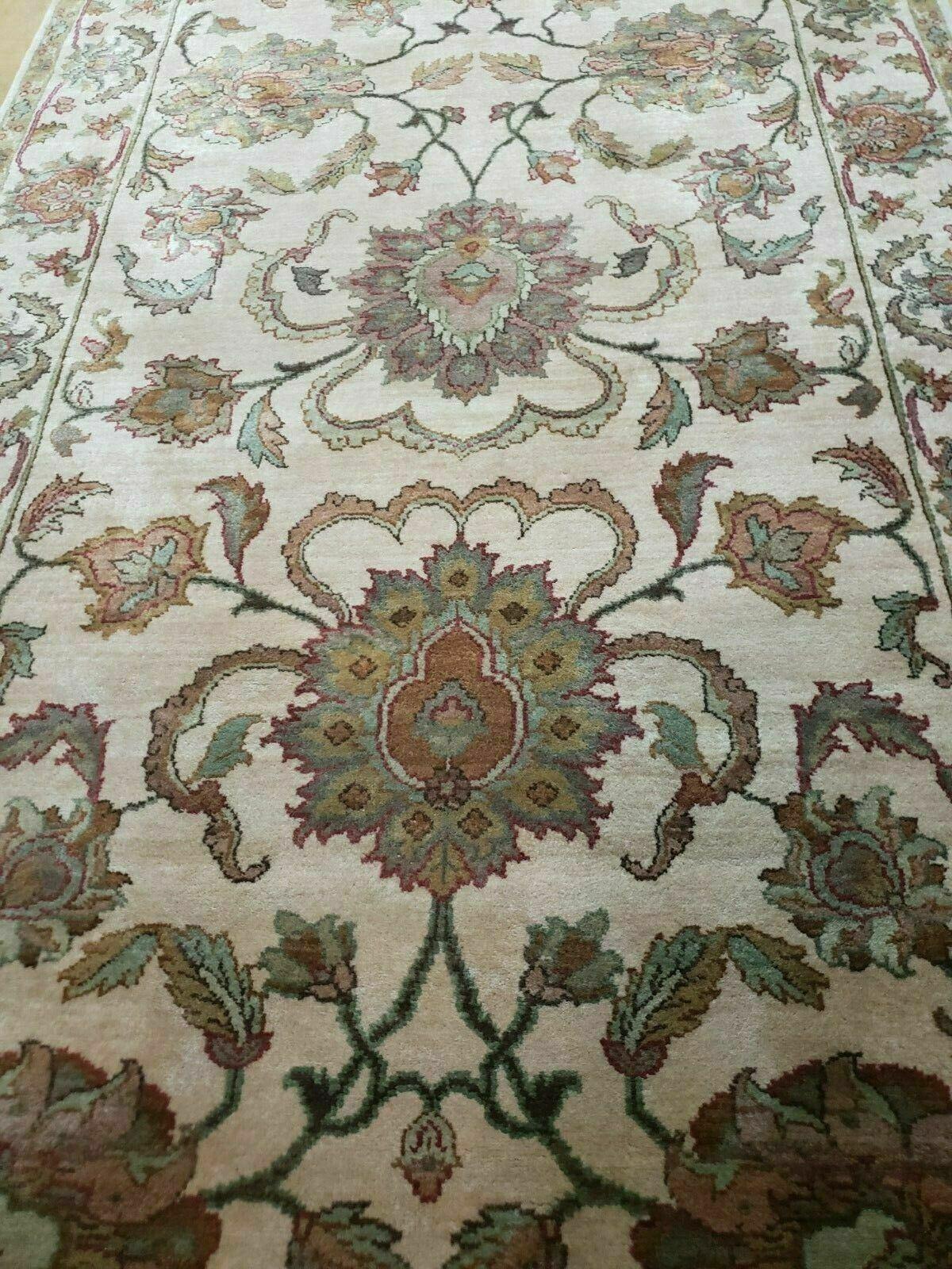 4x12 Vintage Oriental Runner Rug Hand Knotted Indian Agra Wool Tea Washed Beige - Nuvé