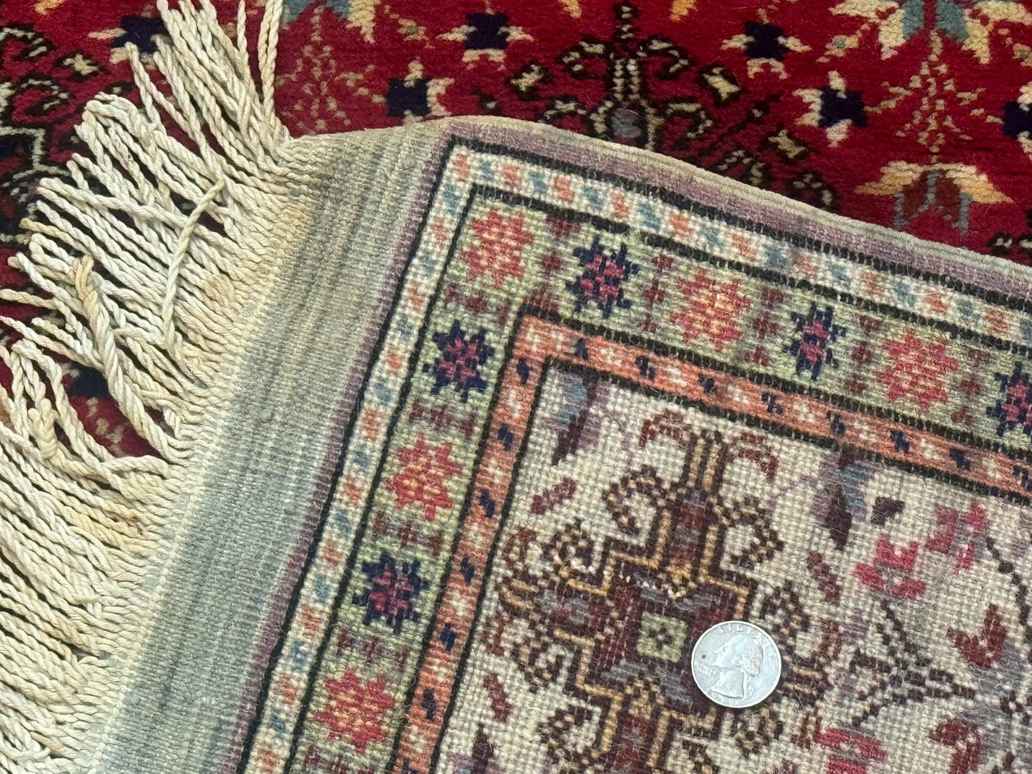 Turkish Sivas Rug 4x6, Red and Cream, Allover Design, Handmade Vintage - Nuvé