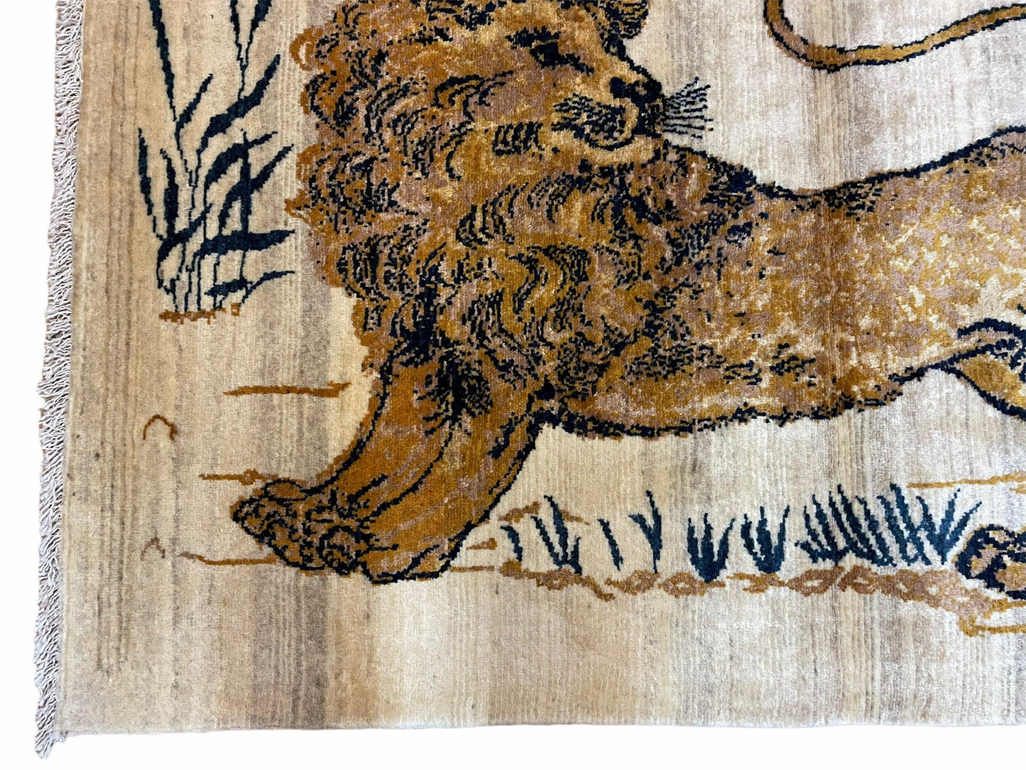 3.5 X 4 Handmade Hand-Knotted New Vintage Rug Quality Wool Lion Organic Dyes - Nuvé