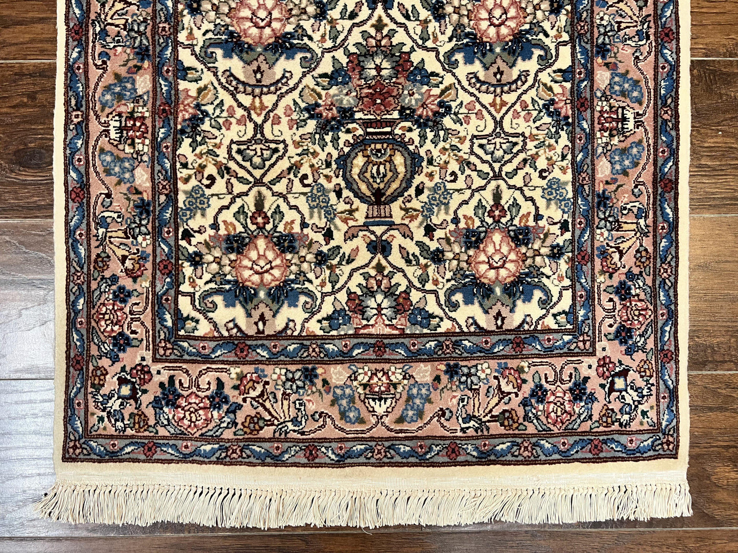 Sino Persian Runner Rug 2.8 x 14, Hand Knotted Vintage Oriental Hallway Rug, 14ft Runner, Cream, Floral, Wool - Nuvé
