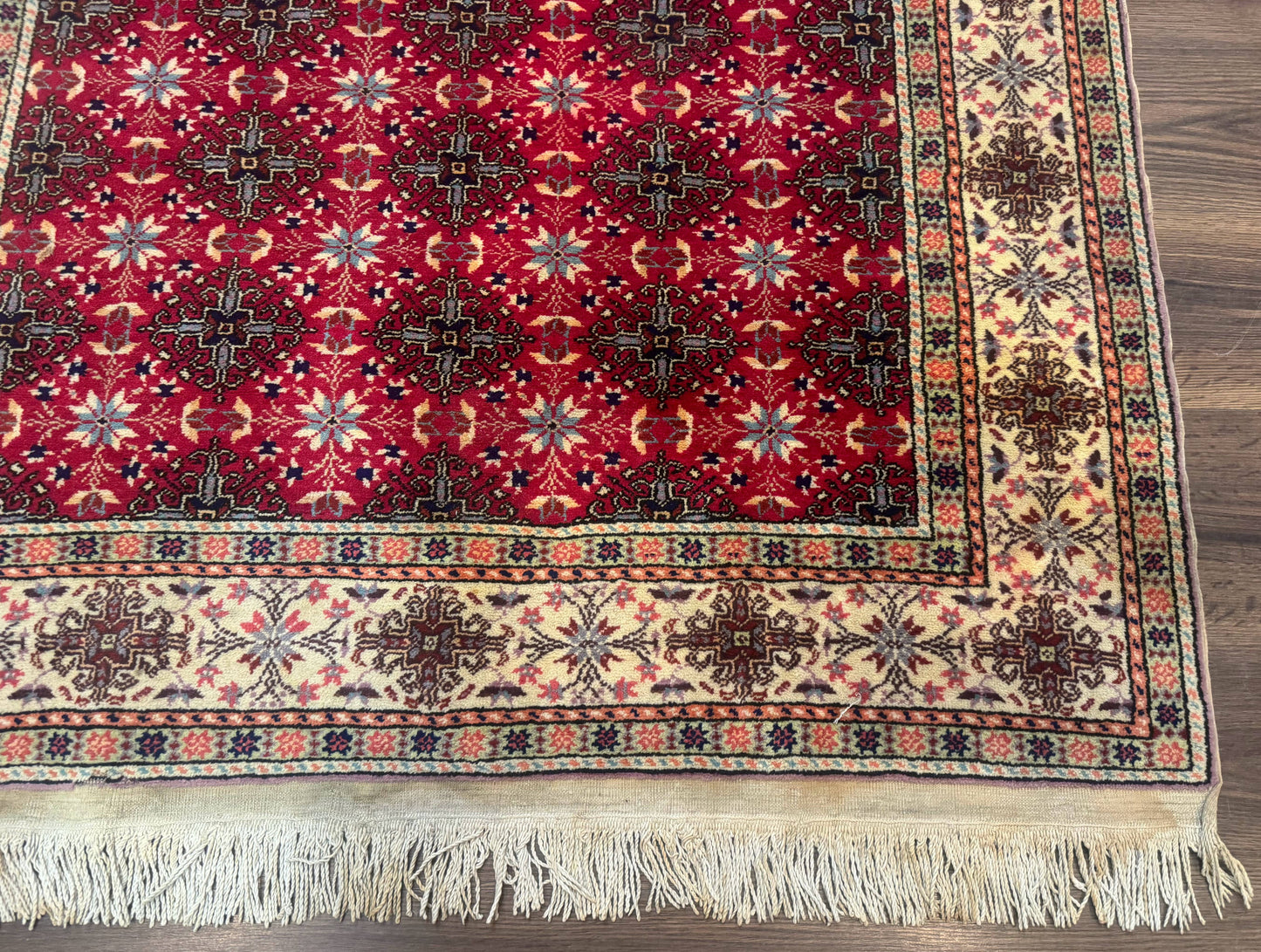 Turkish Sivas Rug 4x6, Red and Cream, Allover Design, Handmade Vintage - Nuvé