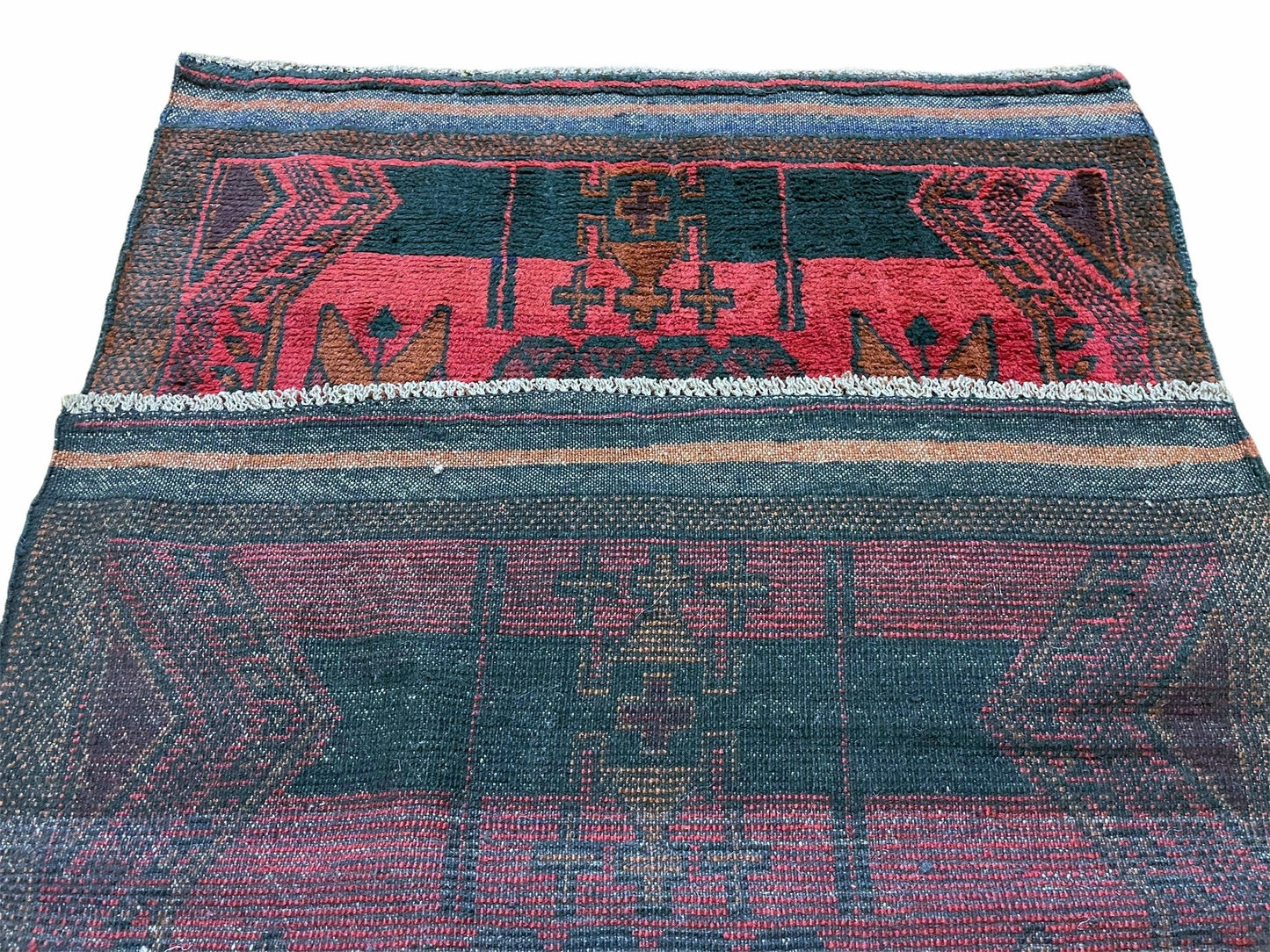 2' 10" X 4'6" Vintage Handmade Tribal Wool Rug Balouchi Rug Afghan Rug Red Black - Nuvé