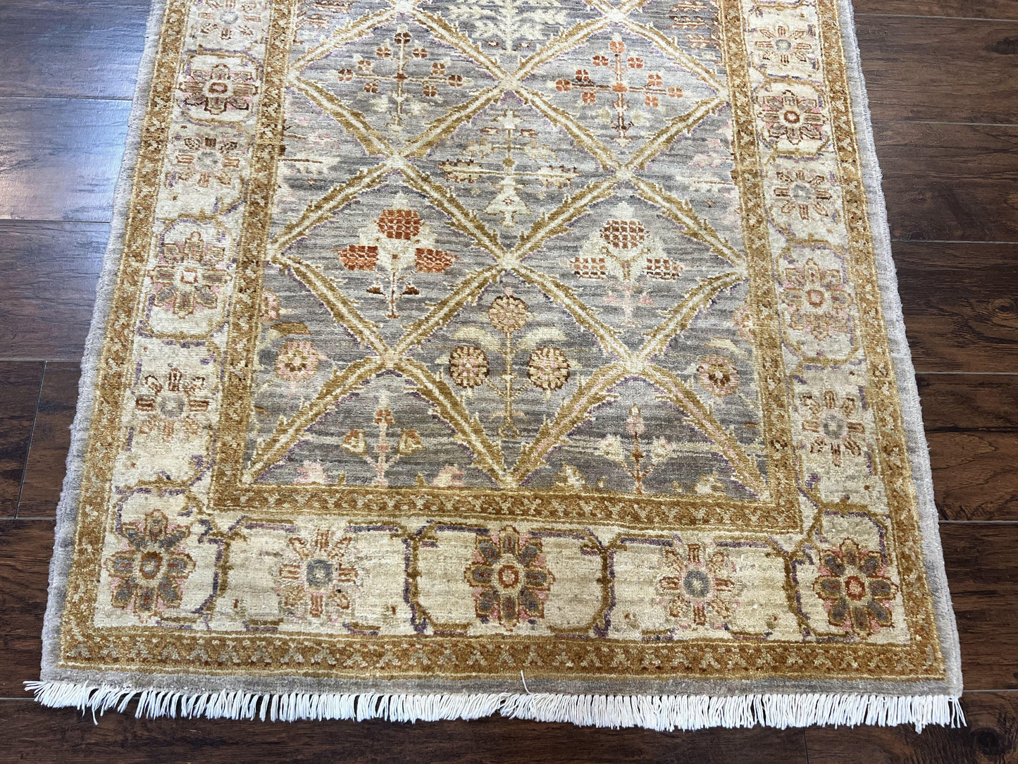 Pakistani Peshawar Rug 3.6 x 5, Safavieh Wool Handmade Hand Knotted Vintage Rug, Panel Design Oriental Carpet, Pair C - Nuvé