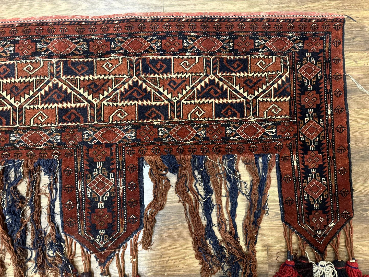 Antique Afghan Beshir Tent Header Textile Rug, Tribal Collectible, Wool - Nuvé