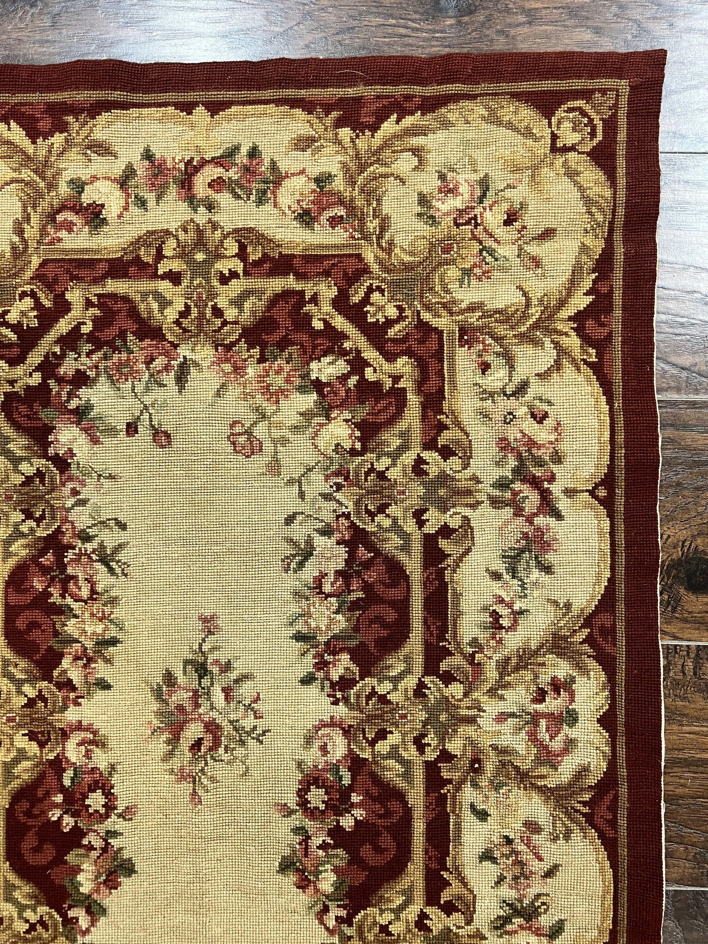 Needlepoint Runner Rug 2.5 x 10.7, Tan Runner Rug, Flatweave Runner, Aubusson European Design, Needlepoint Rug, Long Runner, Hallway Rug - Nuvé