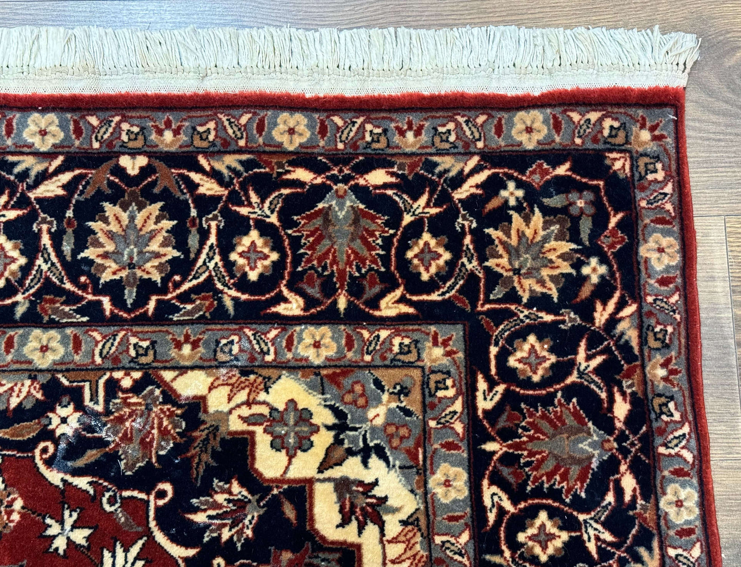 Sino Persian Rug 4x6, Traditional Wool Hand Knotted Carpet, Red Navy Blue, 225 KPSI - Nuvé