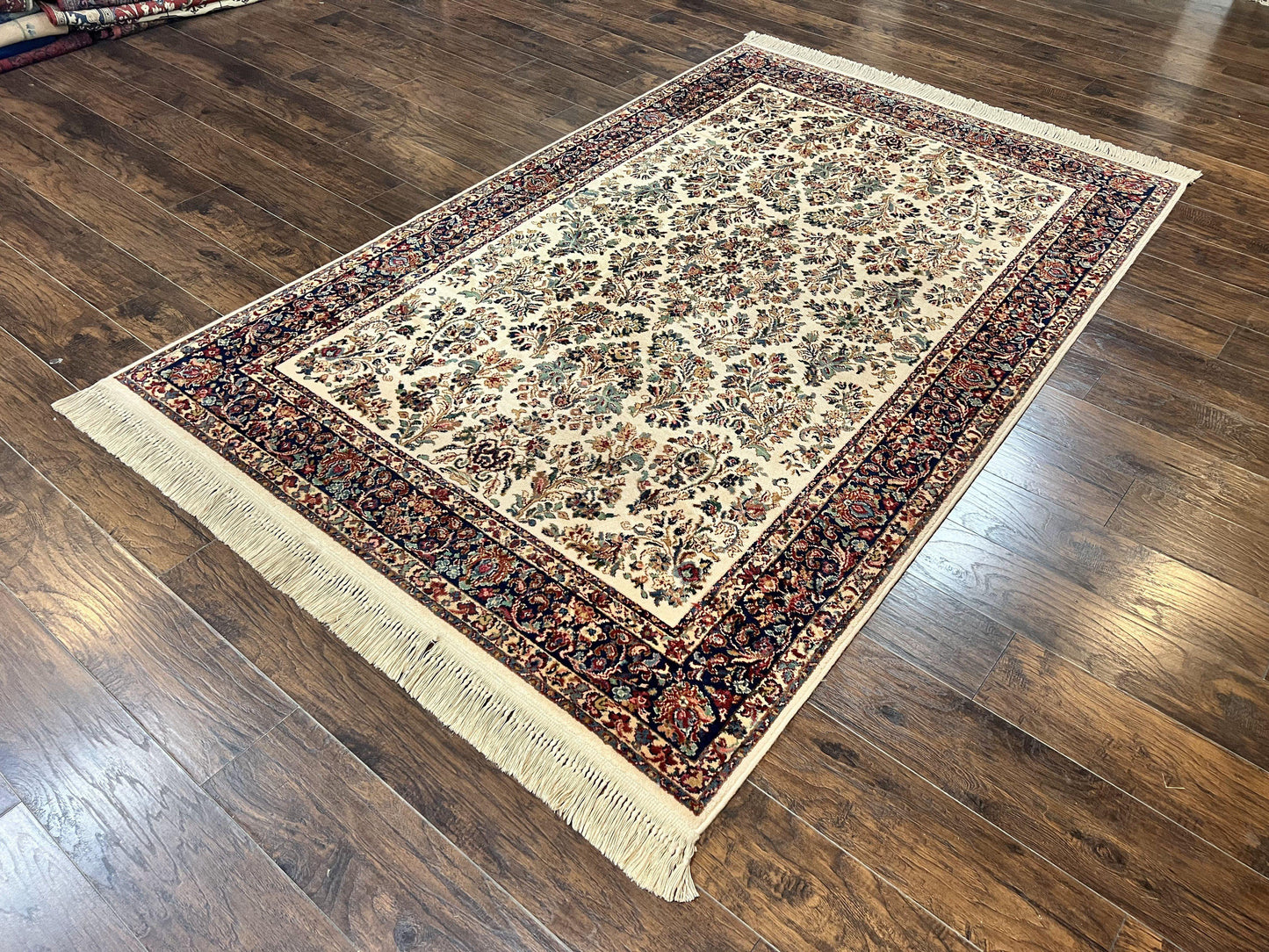 Karastan Rug 5.9 x 9 Ivory Sarouk #760, Vintage Wool Original Collection 700 Series, Discontinued - Nuvé