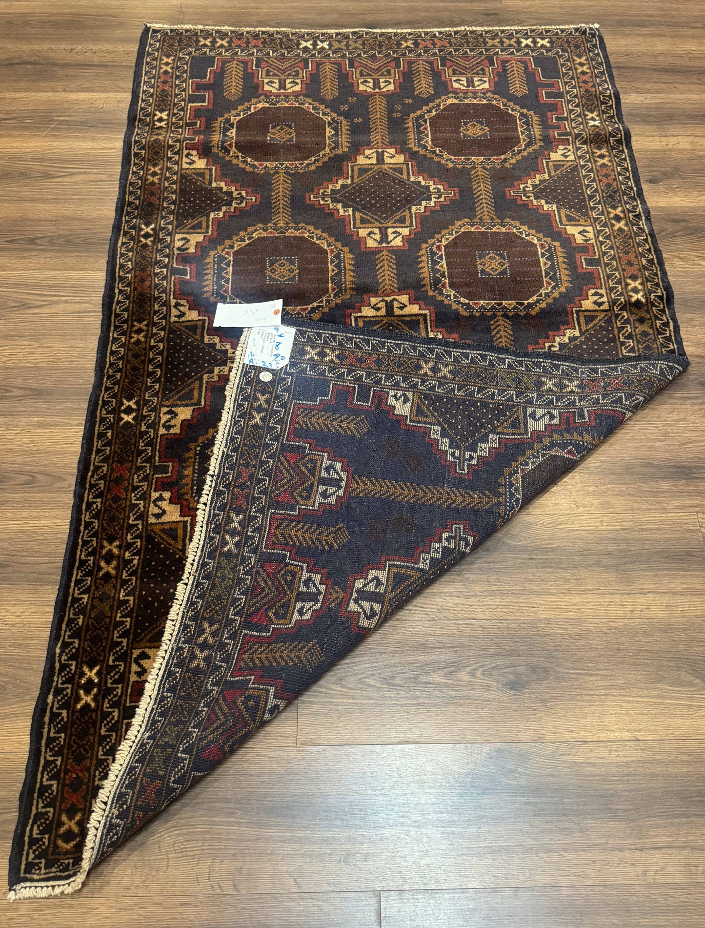 Navy Blue Afghan Balouch Rug 4x6, Handmade, New - Nuvé