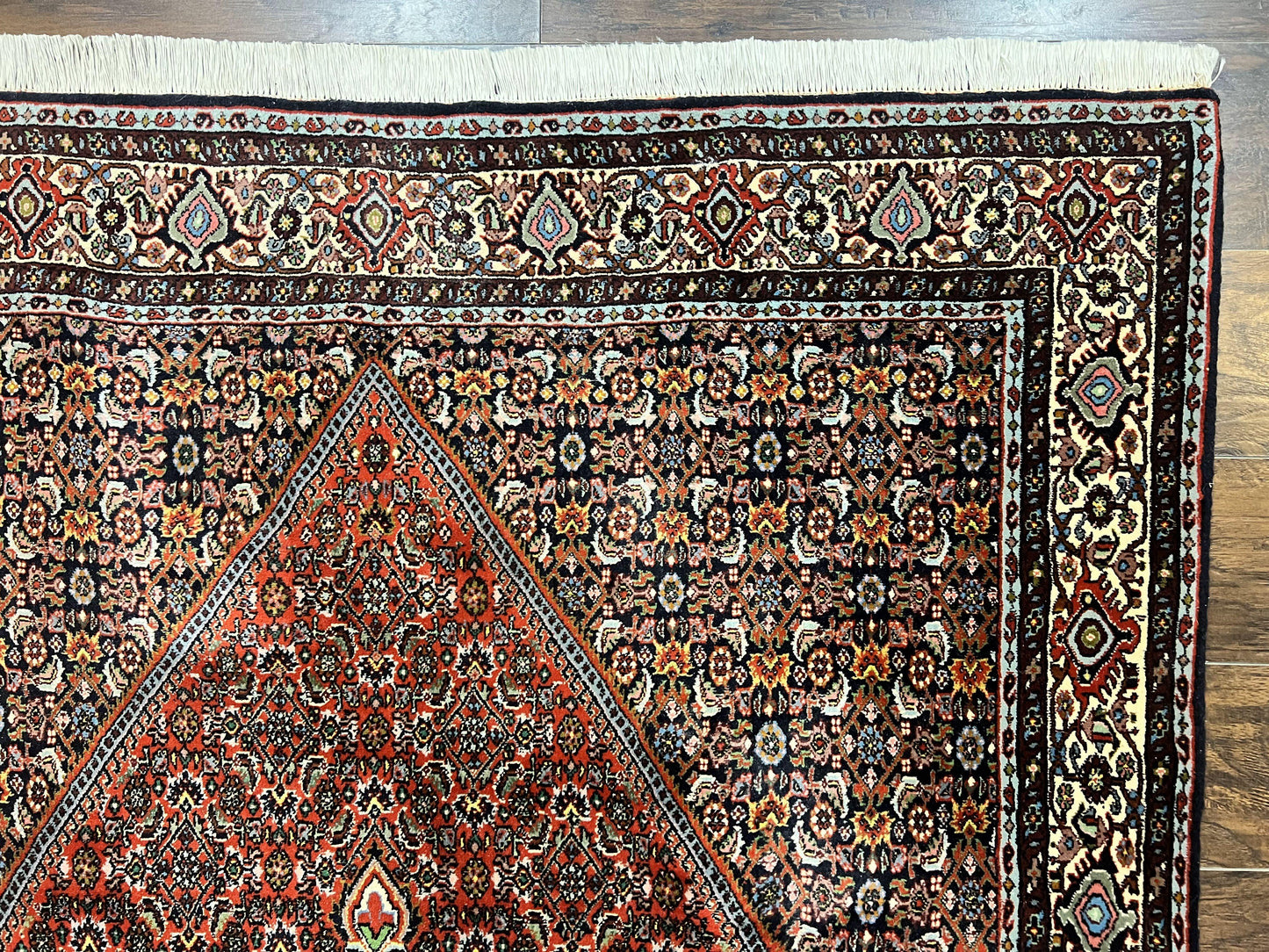 Persian Bidjar Rug 5x10, Wool Hand Knotted Vintage Carpet, Highly Detailed, Mahi Herati Pattern, 5 x 10 Oriental Rug - Nuvé