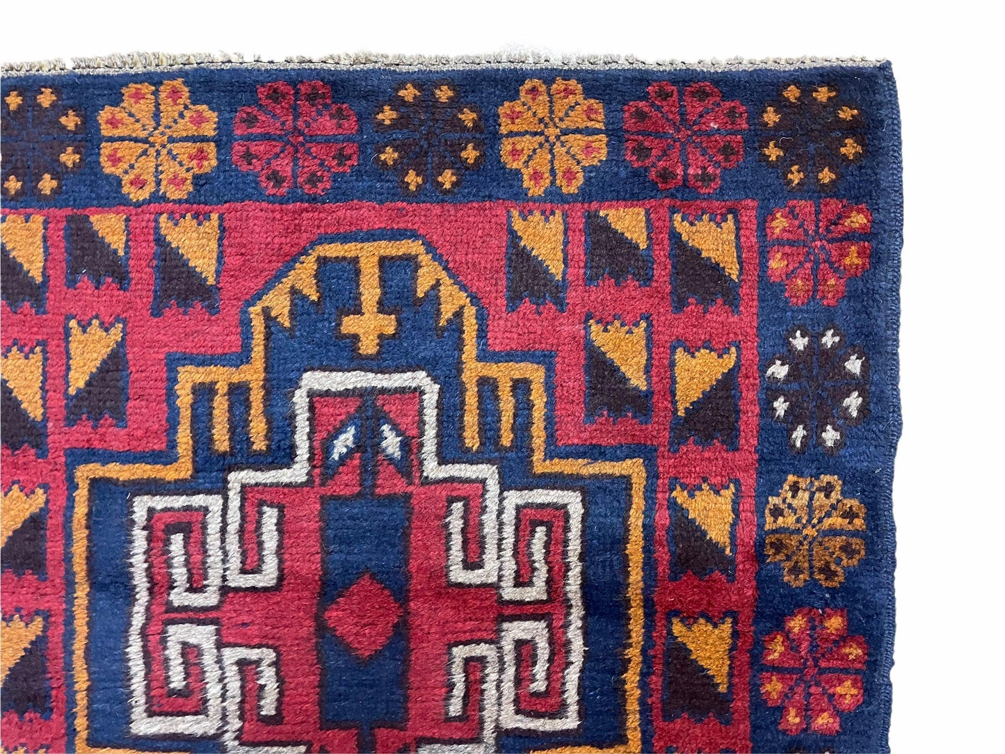 3 X 4.3 Vintage Handmade Tribal Wool Rug Balouch Rug Afghan Rug Red Blue Nice - Nuvé
