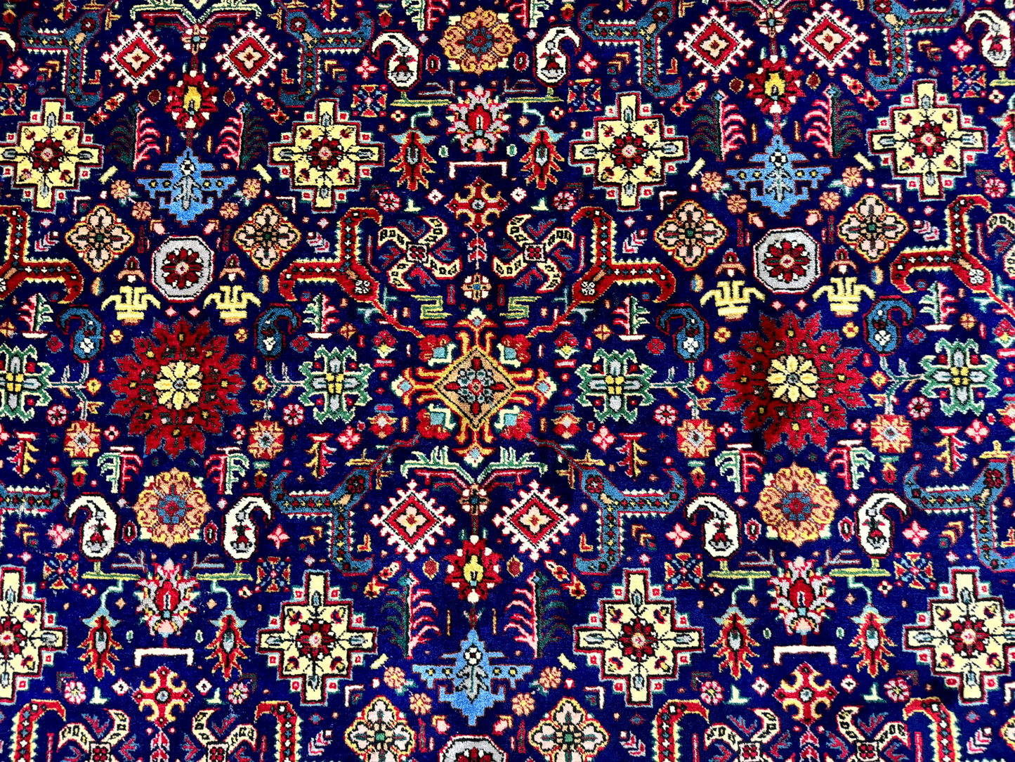Large Persian Tabriz Rug 10x16, Navy Blue and Red, Allover Pattern, Vintage Hand Knotted Wool Carpet - Nuvé