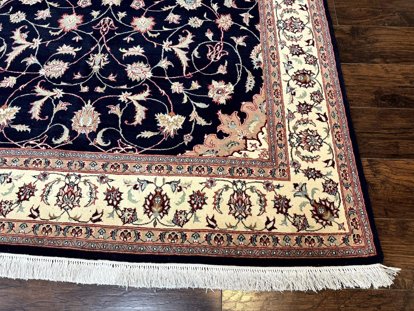 Navy Blue Pak Persian Rug 6x10, Floral Medallion, Traditional Persian Area Rug, Fine 240 KPSI - Nuvé