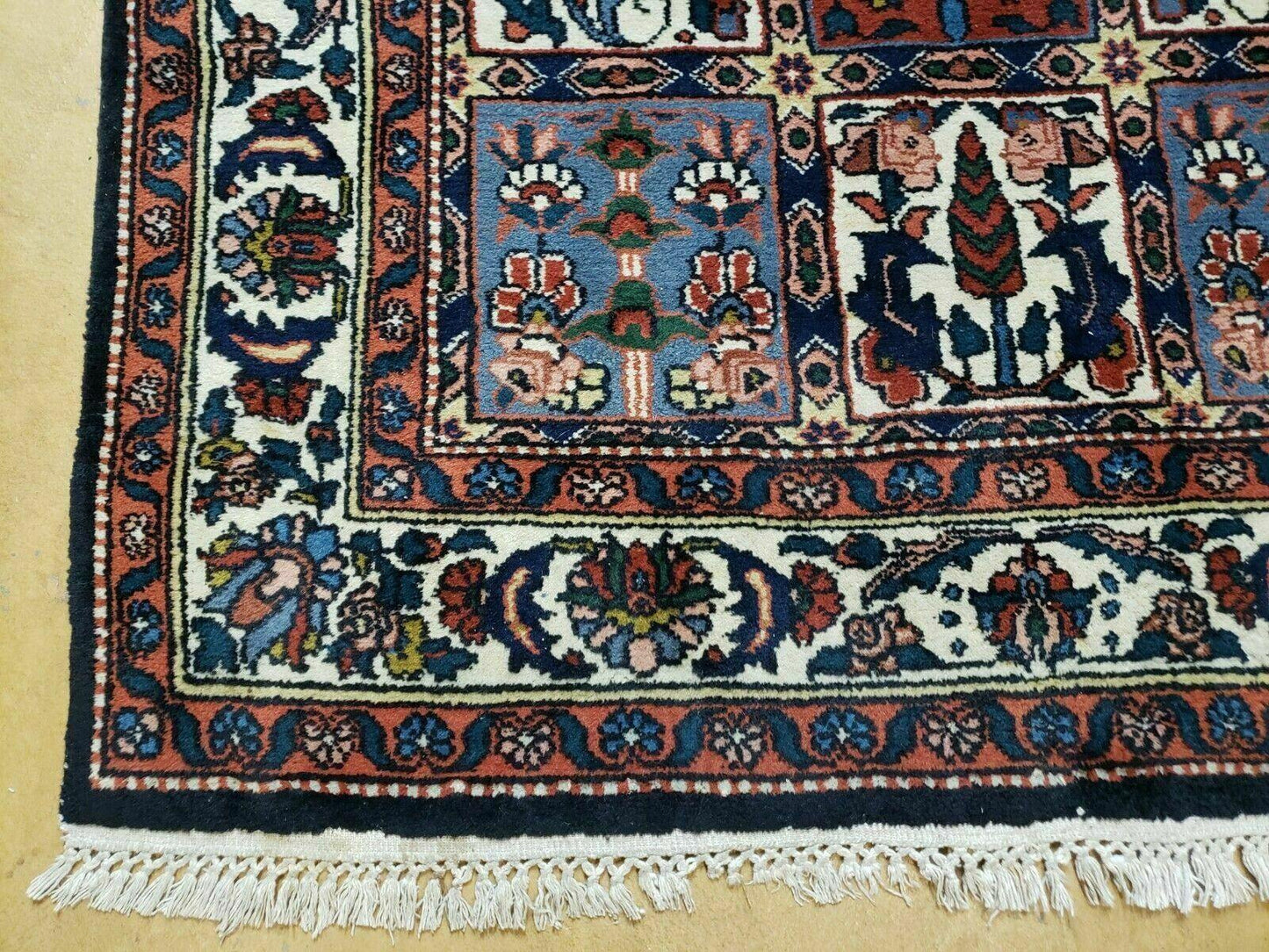 4' X 6' Vintage Handmade Indian Panel Design Wool Rug Veg Dyes - Nuvé