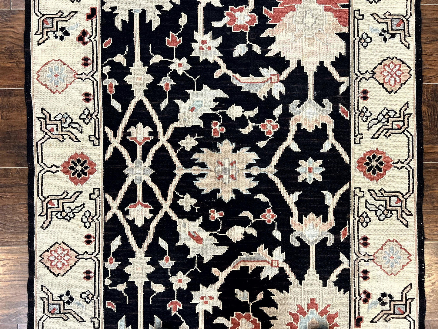 Turkish Flatweave Kilim Rug 3x5, Black, Handmade Vintage Wool Carpet - Nuvé