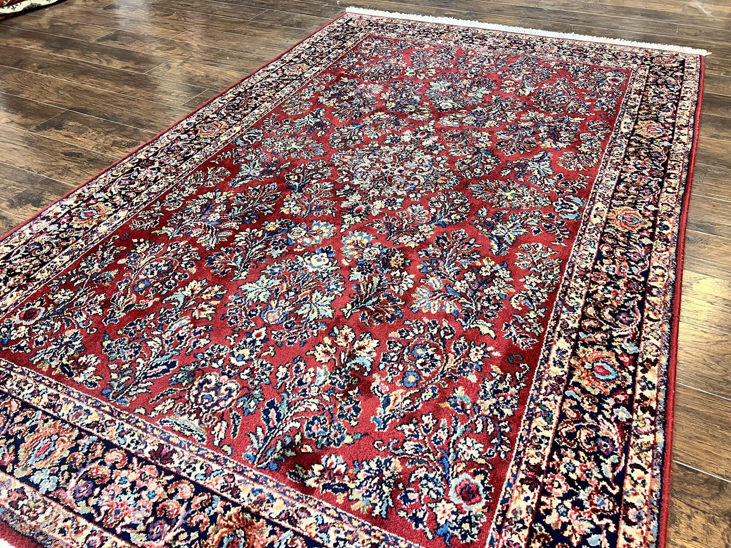 Karastan Rug 5.9 x 9 Red Sarouk #785, Wool Karastan Carpet, Original 700 Series, Vintage Karastan Oriental Rug Discontinued - Nuvé
