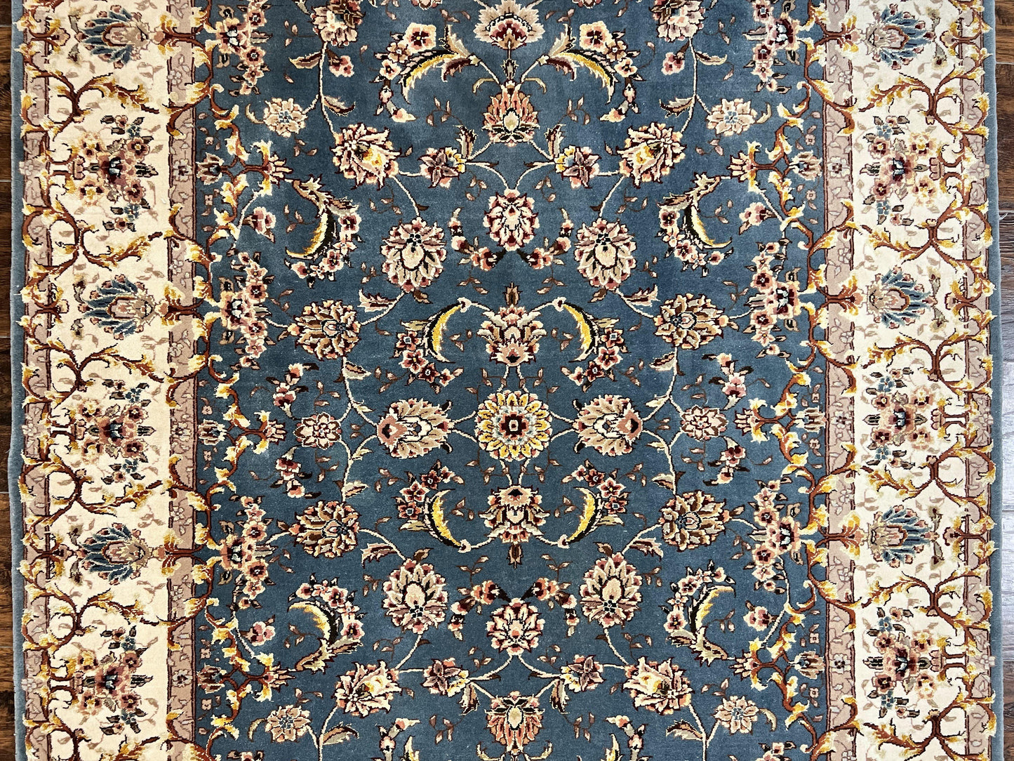 Sino Persian Rug 4x6, Very Fine Oriental Carpet, Handmade Rug 4 x 6, Floral Allover Vintage Traditional Wool & Silk Highlights, 200 KPSI - Nuvé