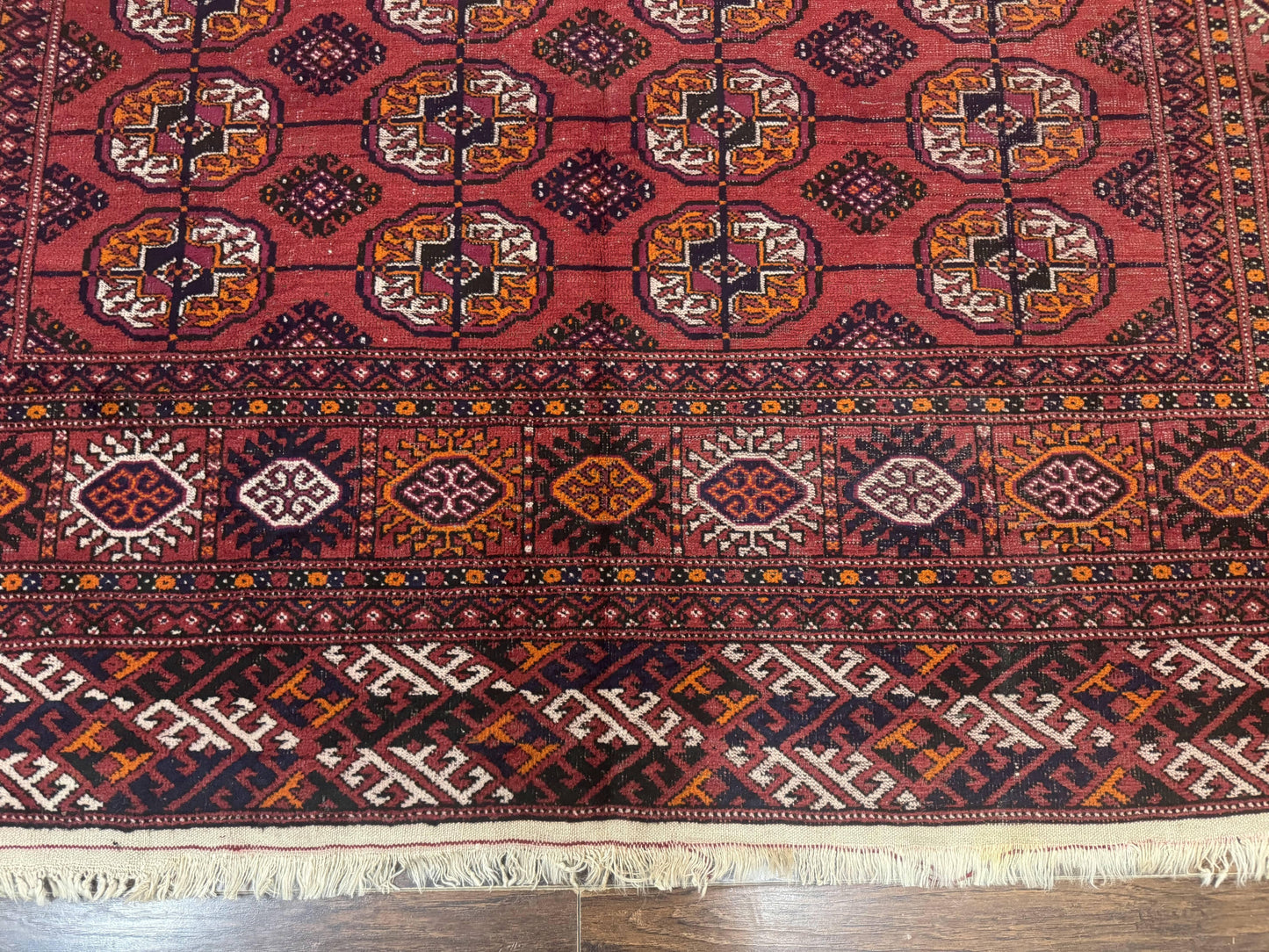 Antique Persian Turkoman Bokhara Rug 7x11, Tribal Rug, Red - Nuvé
