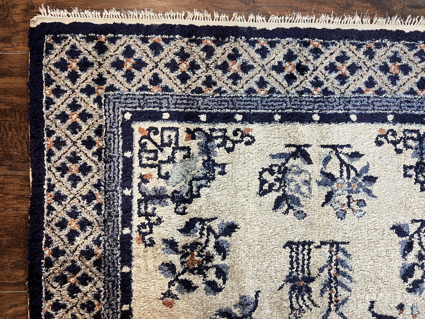 Silk Chinese Rug 3x5, Vintage Handmade Peking Carpet, Asian Oriental Art Deco Rug - Nuvé