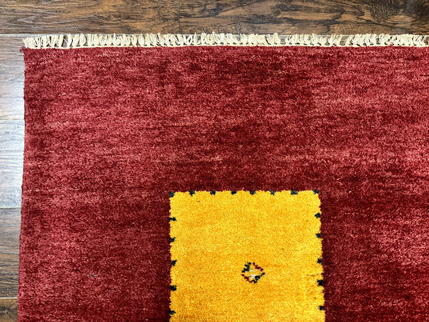 Modern Indo Persian Gabbeh Rug 7x10, Red, Tribal Area Rug - Nuvé