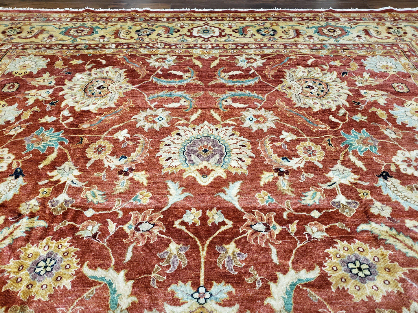 Safavieh Room Sized Rug 10x14, Wool Hand-Knotted Auburn Red & Light Gold Egyptian Mahal Oriental Carpet, 10 x 14 Large Living Room Rug - Nuvé