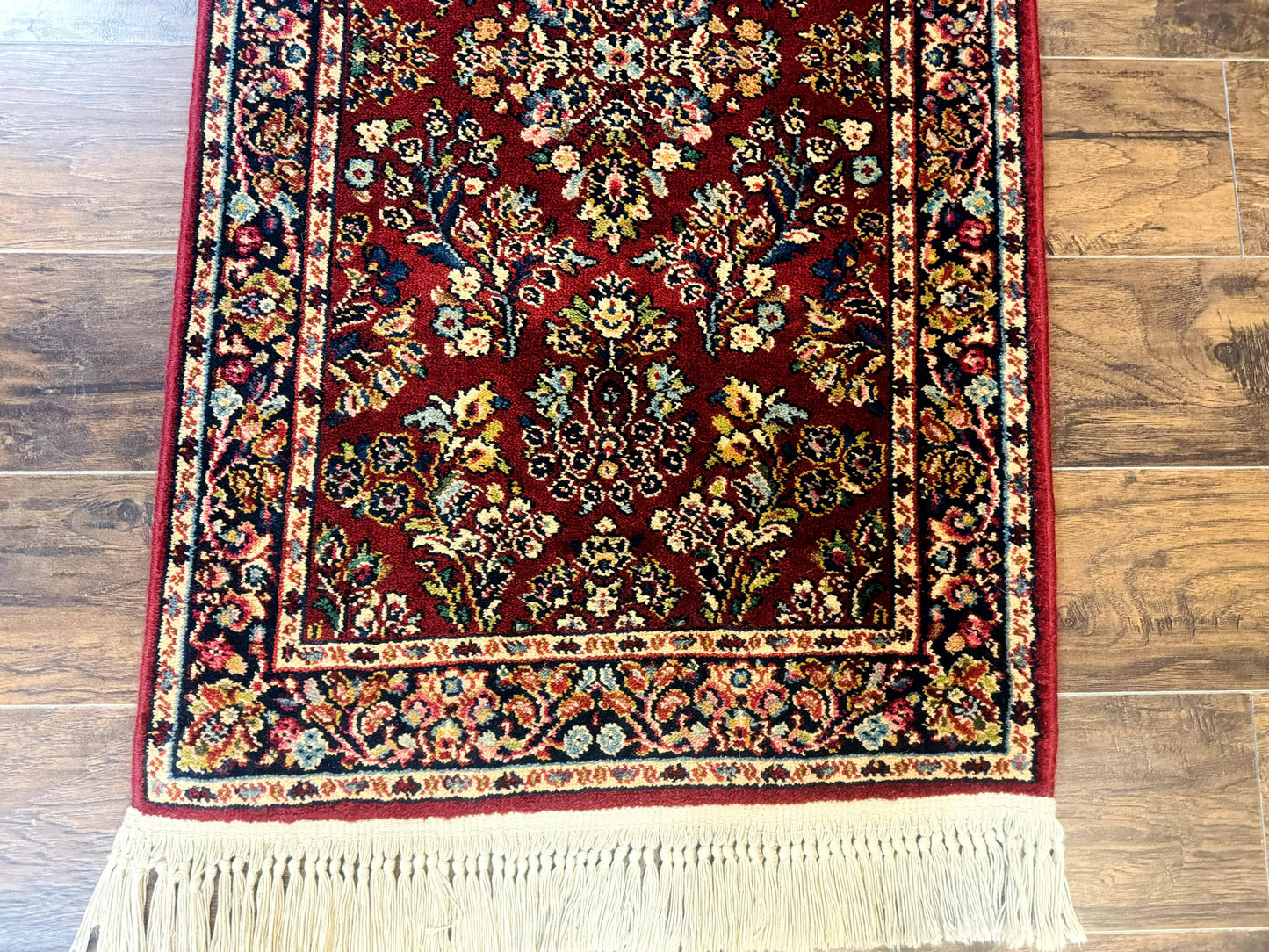 Small Karastan Rug 2.6 x 4 Red Sarouk #785, Karastan Wool Pile Rug, Original 700 Series, Discontinued Vintage Karastan Carpet - Nuvé