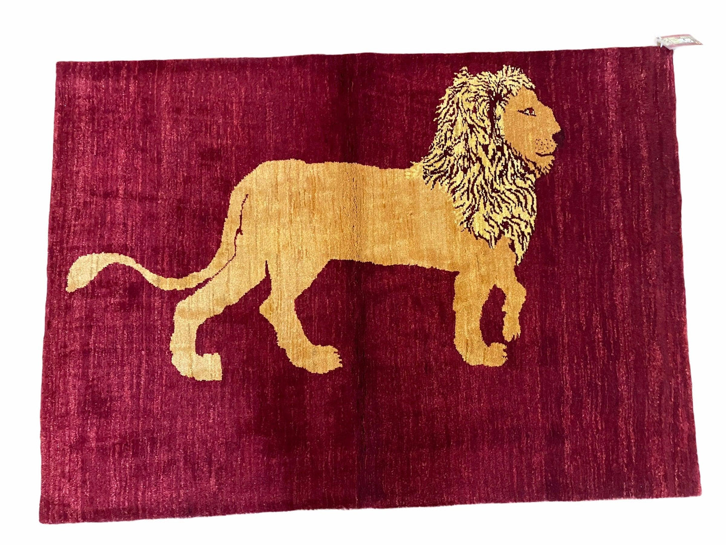 3.5 X 5 Handmade Rug Vintage New Rug Quality Wool Lion Red Veggy Dyes Pictorial - Nuvé