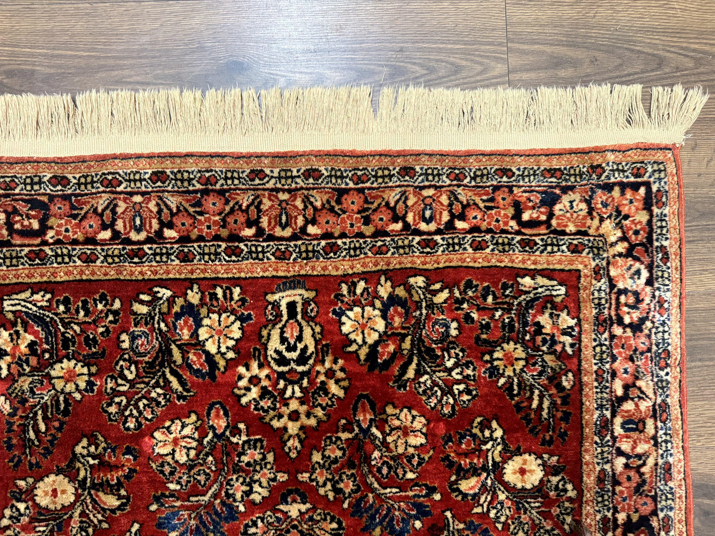 Antique Persian Sarouk Rug 3x5, Red, Floral, 200 KPSI - Nuvé