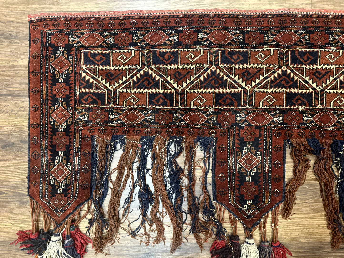 Antique Afghan Beshir Tent Header Textile Rug, Tribal Collectible, Wool - Nuvé