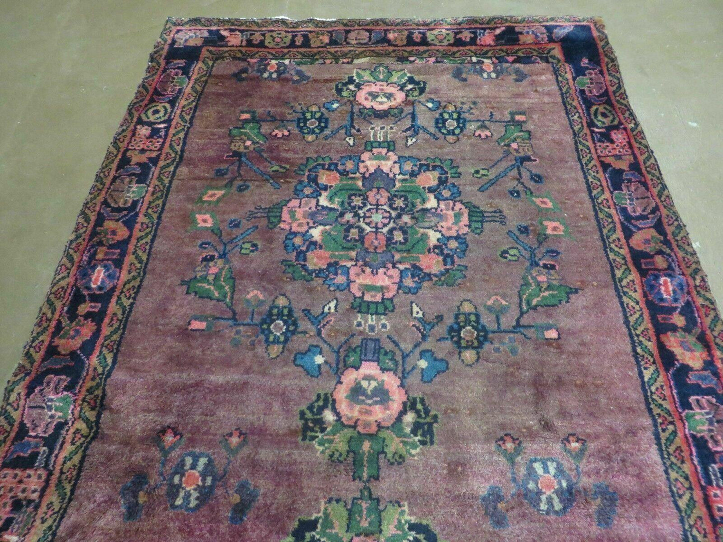 3 x 7 Antique Persian Hamadan Nahavand Rug, Tribal Runner Rug , Handmade Oriental Wool Rug, Vegetable Dyed, Purple-Red & Dark Blue, 3x7 Rug - Nuvé